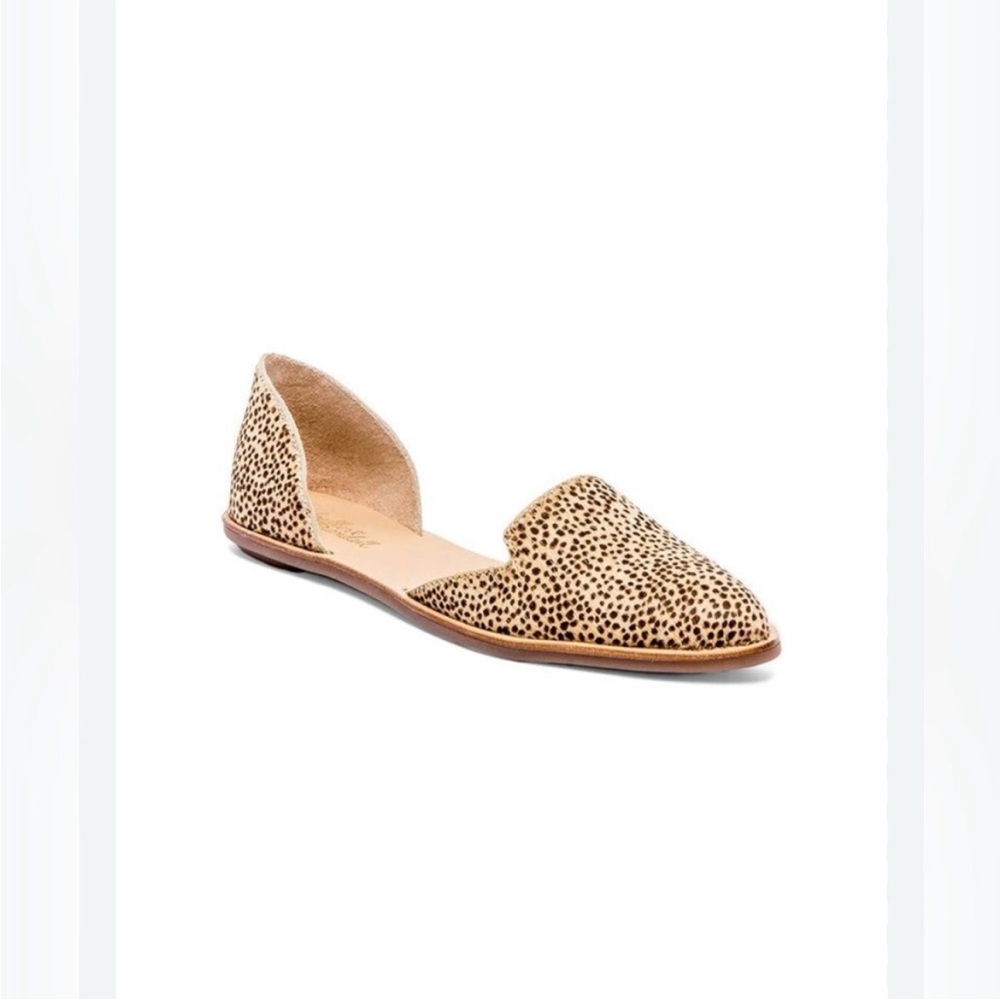 Loeffler Randall Calf Hair D' Orsay Animal Print Slip On Pointed Toe Flat Sz 7
